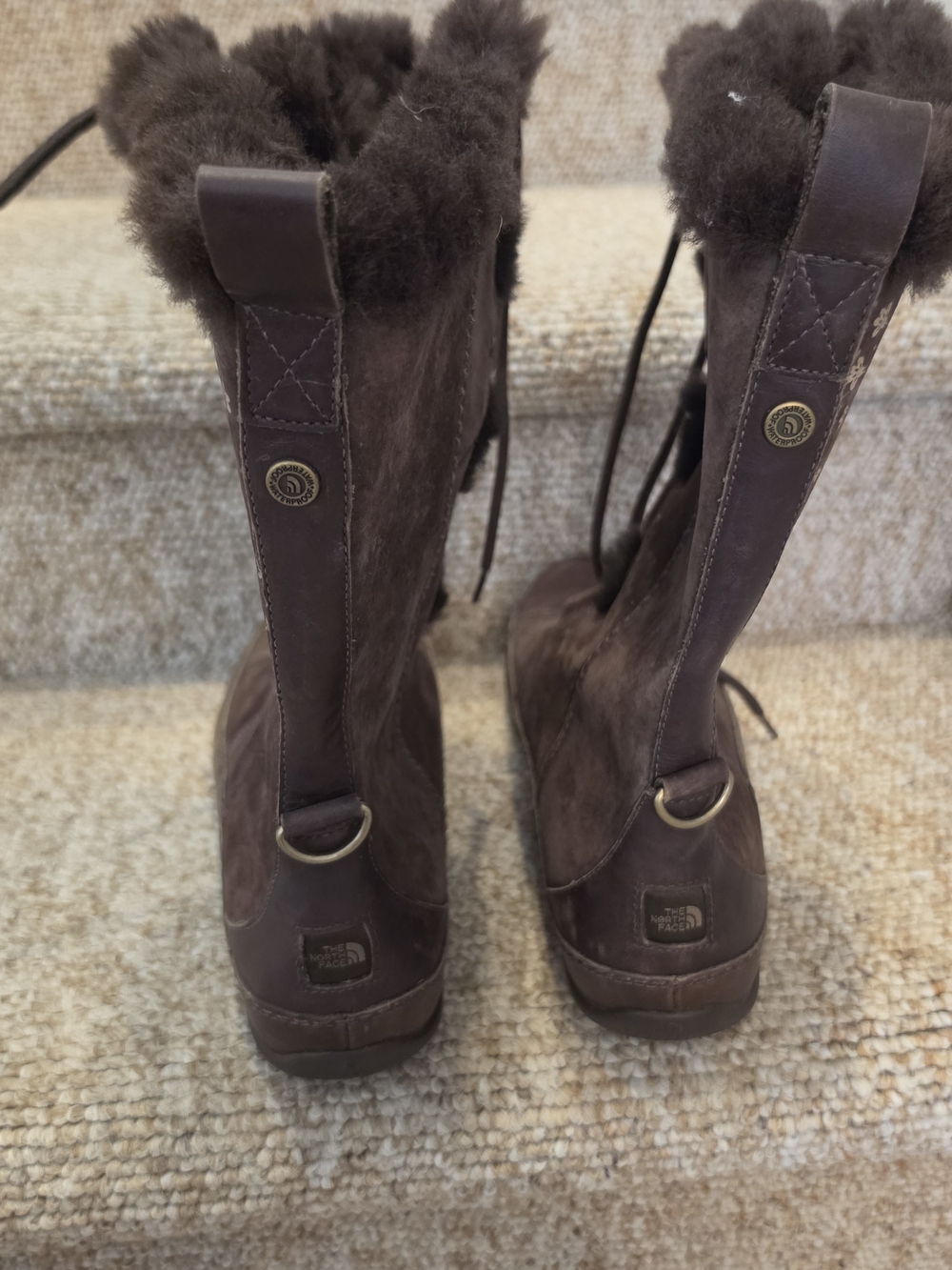 The North Face Womens Sz 9.5 Primaloft 200 Gram Insulation Boots Brown Suede Fur - Picture 4 of 6